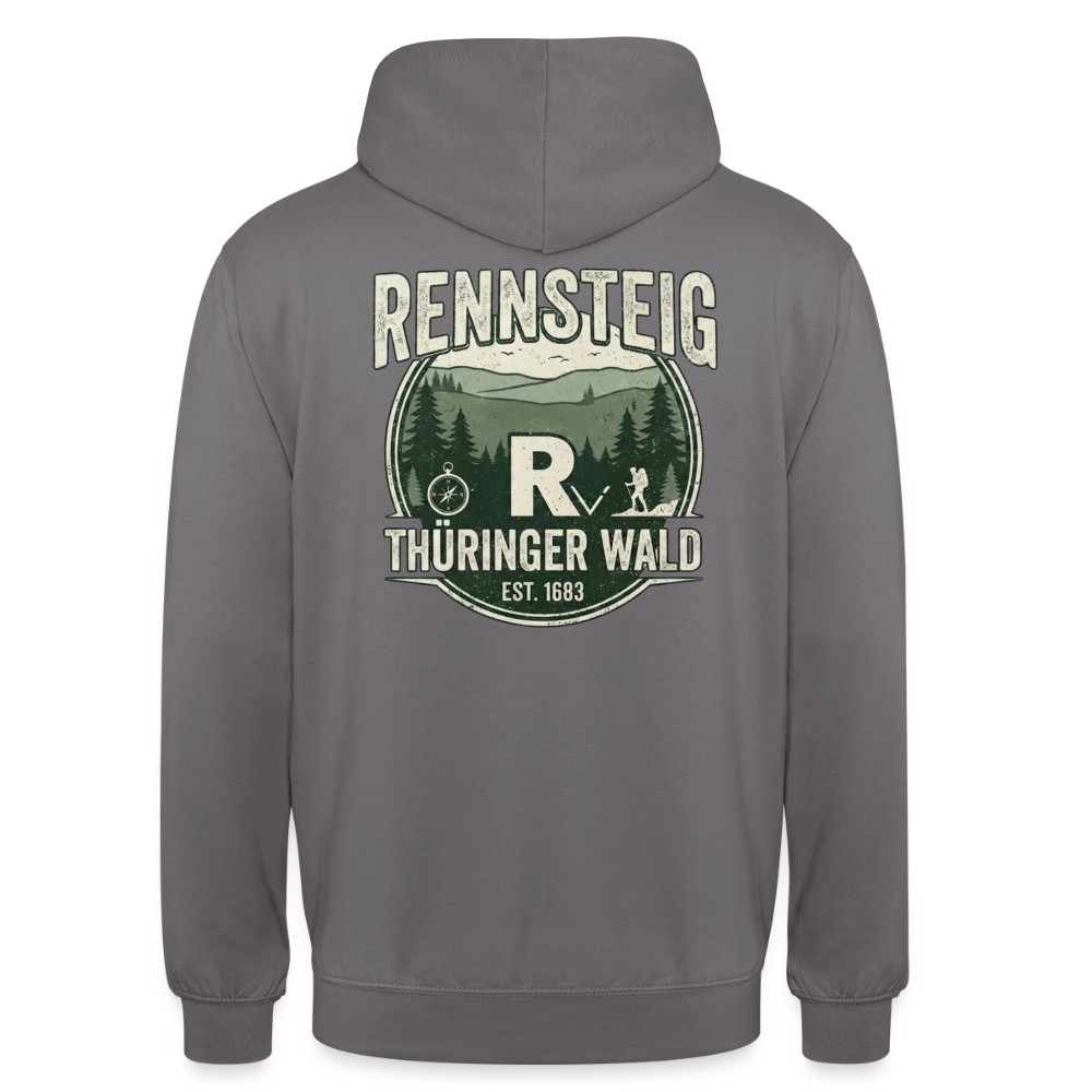 Kapuzenpullover Hellgrau mit großem Rückenlogo „RENNSTEIG THÜRINGER WALD“