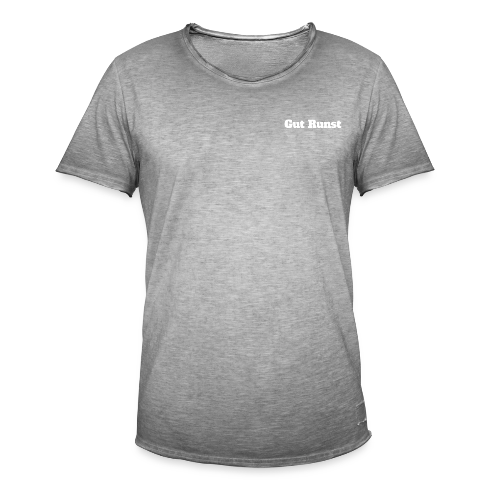Herren-Vintage-T-Shirt in Vintage Grau mit Rundhalsausschnitt und Brustprint „Gut Runst“