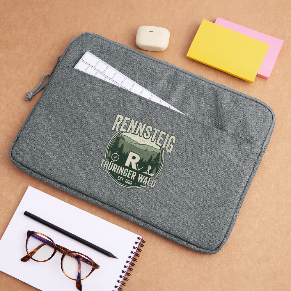 Graue Laptoptasche 15 Zoll mit Reißverschluss, Logo vorn und innenliegendem Einschub