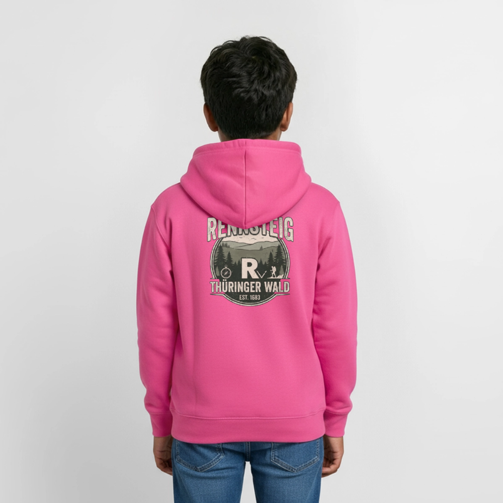 Rosa Teenager-Hoodie mit Kapuze und Rückenprint Rennsteig Thüringer Wald
