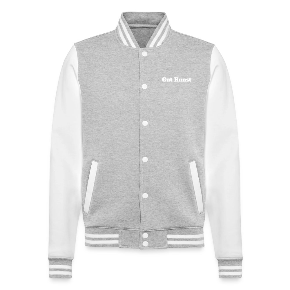 College-Sweatjacke - Grau meliert/Weiß