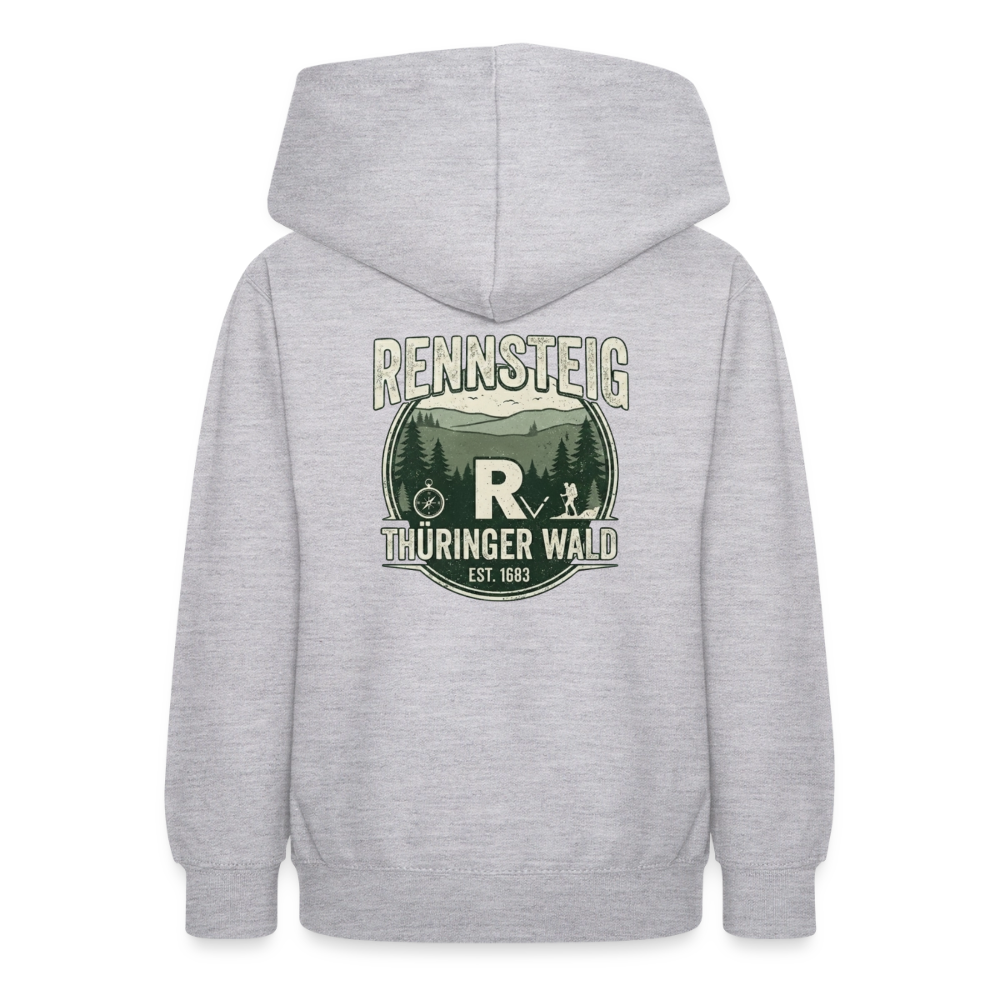 Grau melierter Teenager-Hoodie mit Kapuze und großem Rückenprint Rennsteig