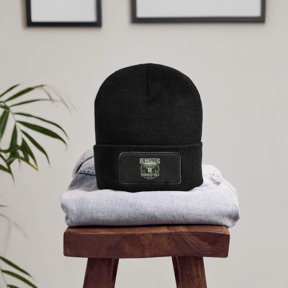 Rennsteig Patch-Beanie, dunkelgrau, Logo-Patch am gerippten Umschlag