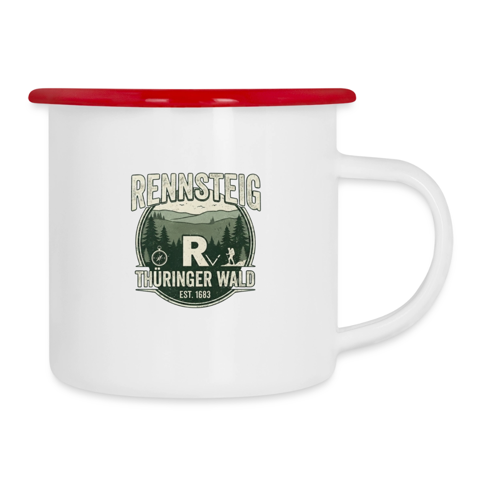 Emaille-Tasse - Weiß/Rot