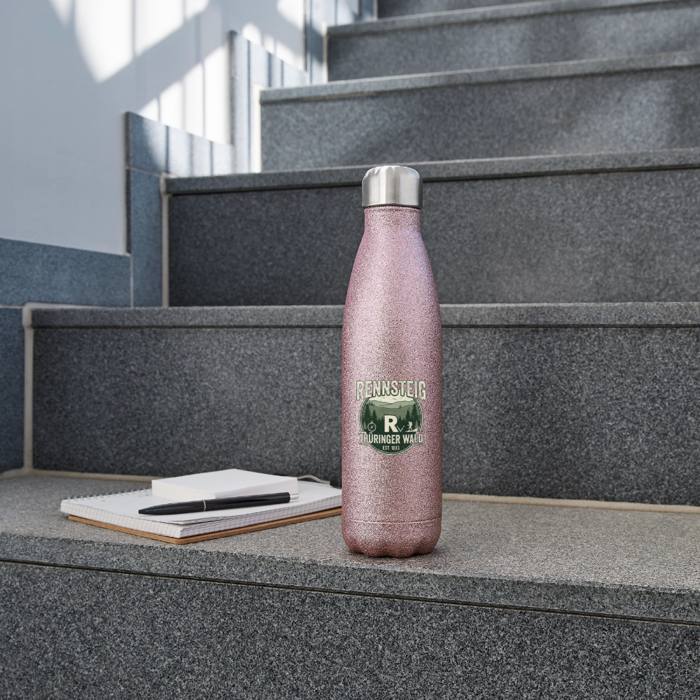 Glitzer-Isolierflasche 500 ml in rosafarbenem Glitzer mit Metallverschluss
