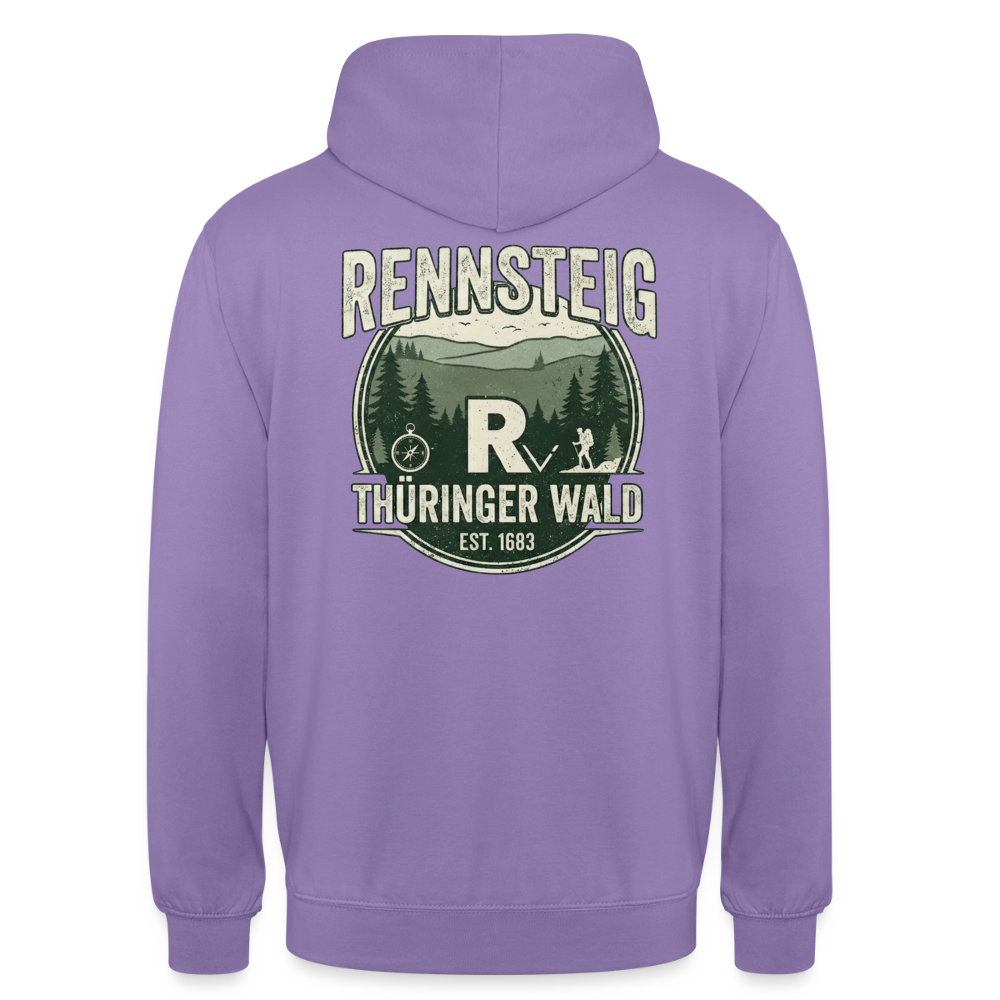 Unisex-Hoodie in Flieder mit Rückenprint „RENNSTEIG Thüringer Wald“