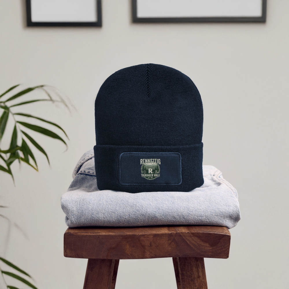 Rennsteig Patch-Beanie, French Navy, Logo-Patch am Umschlag