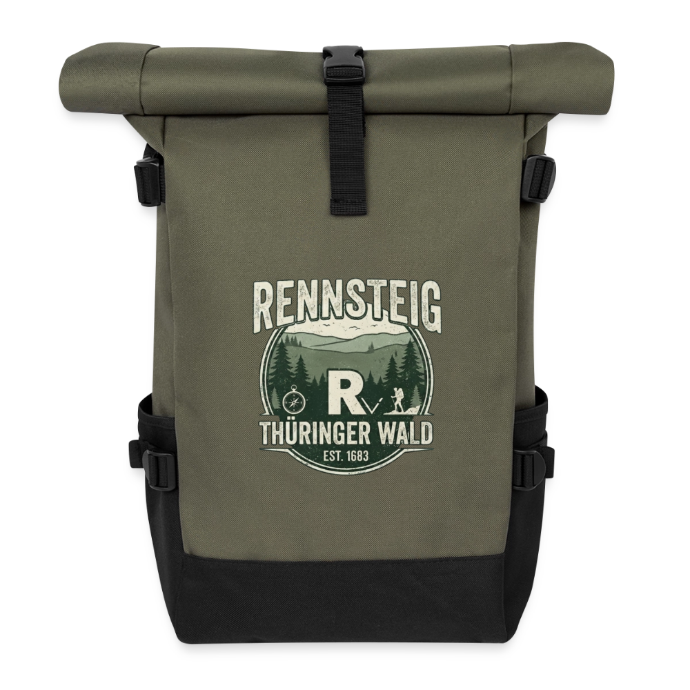 Rolltop Rucksack - Olive/Schwarz