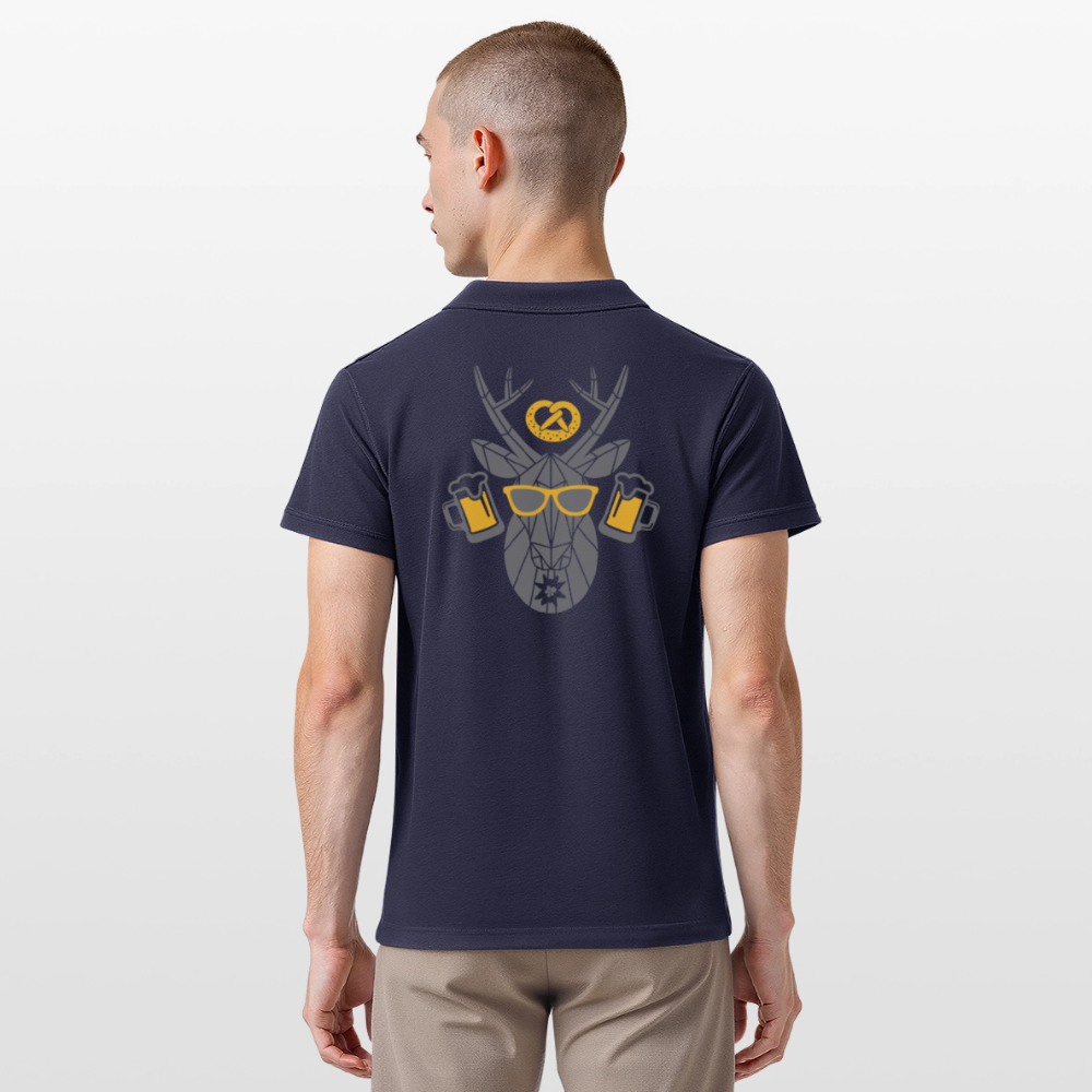 Dunkelblaues Herren-Poloshirt mit Rückenprint und Polokragen