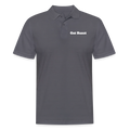 Herren-Poloshirt anthrazit mit Kurzarm und Knopfleiste, Brustlogo „Gut Runst“.