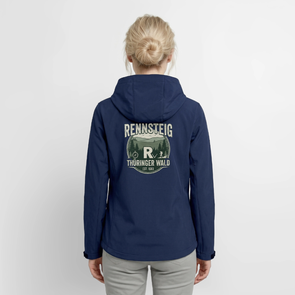 Softshelljacke navy, Rückenprint Rennsteig „Thüringer Wald“