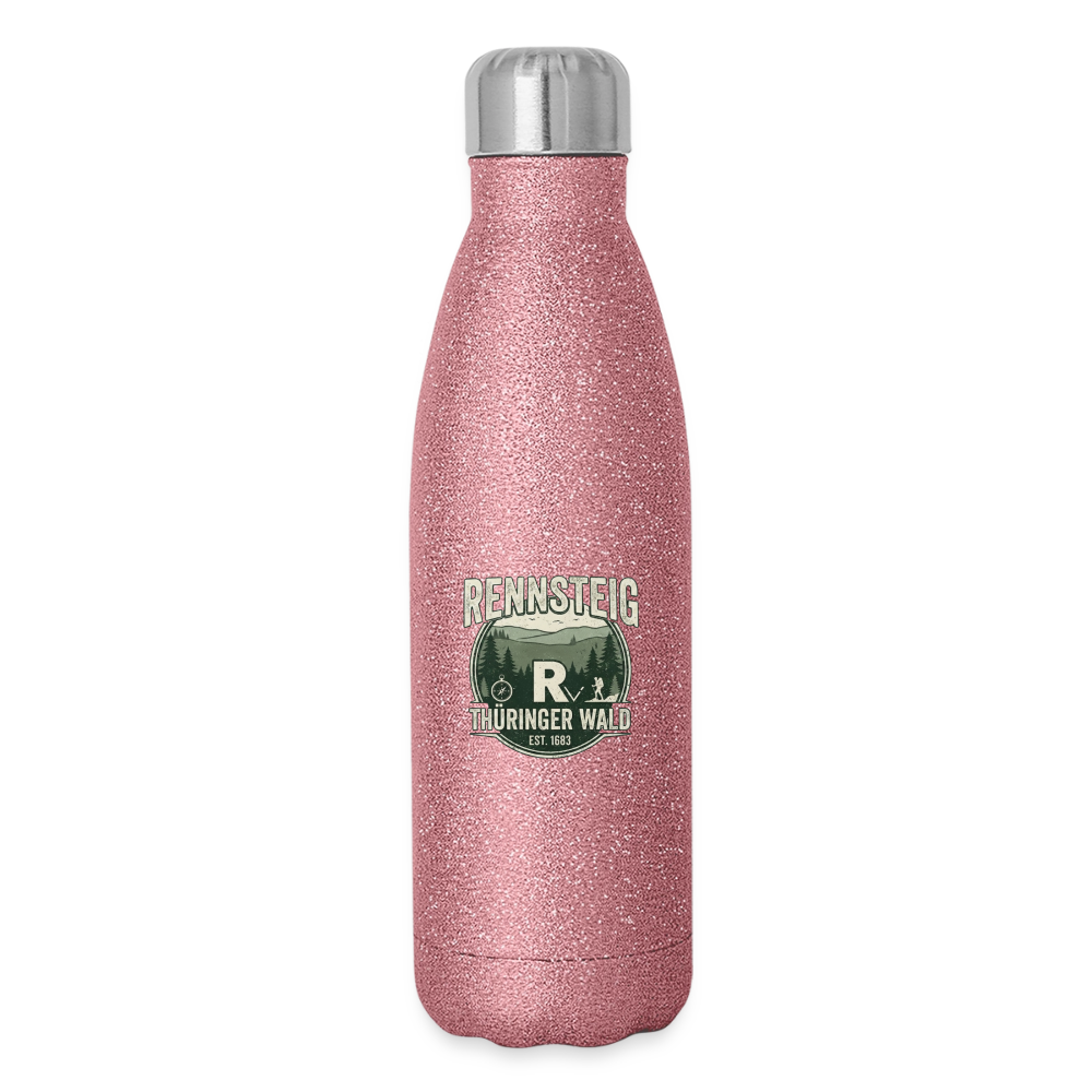 Glitzer-Isolierflasche 500 ml in pinkem Glitzer, silberner Metallverschluss