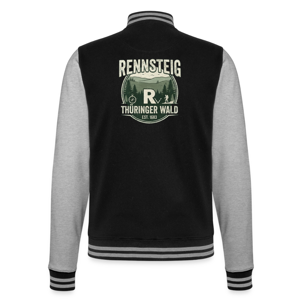 College-Sweatjacke - Schwarz/Grau meliert