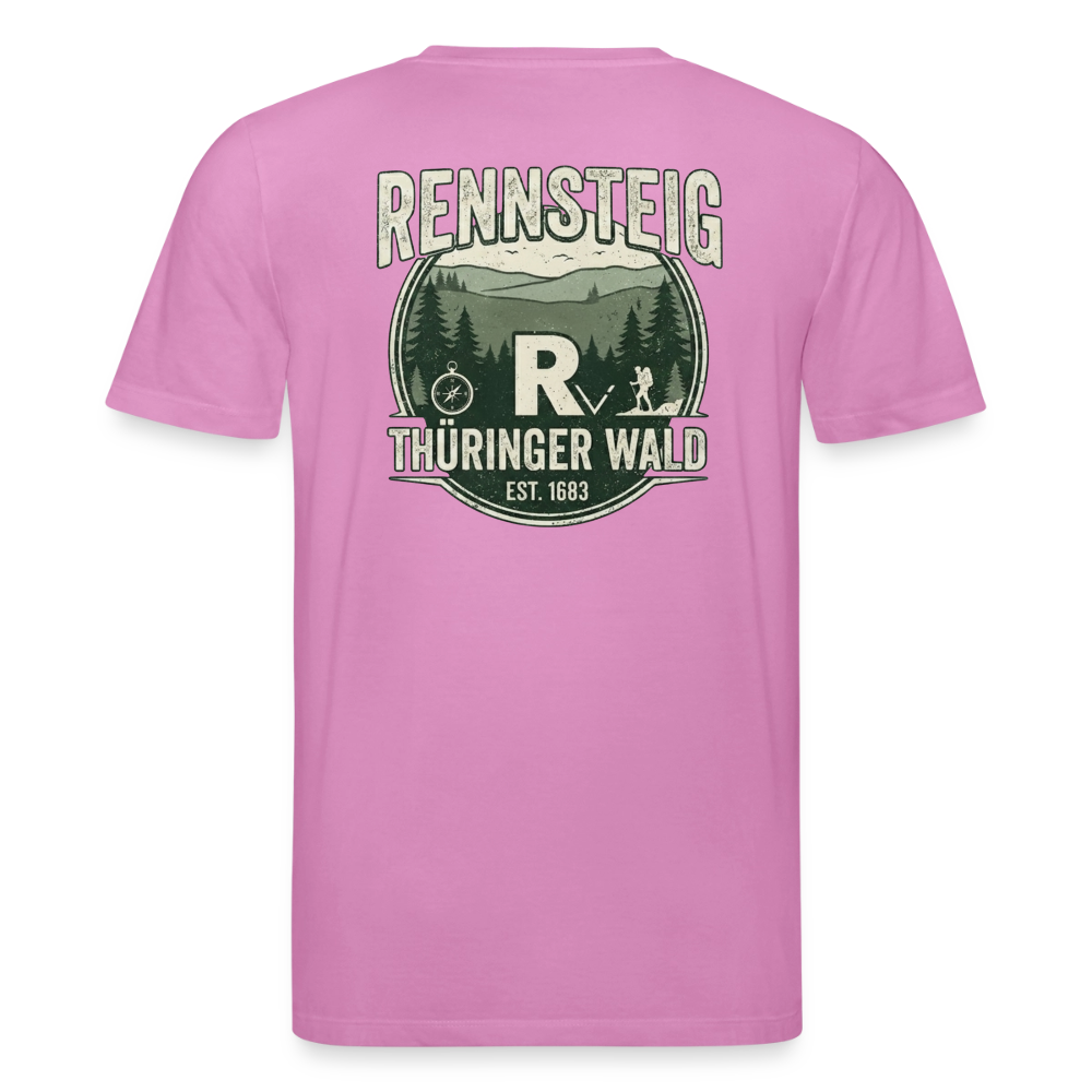 Unisex Bio-T-Shirt, rosa, Rückendruck mit „RENNSTEIG THÜRINGER WALD“-Logo