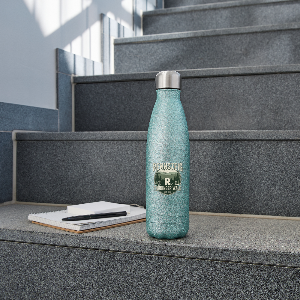 Glitzer-Isolierflasche 500 ml in türkisfarbenem Glitzer mit Metallverschluss