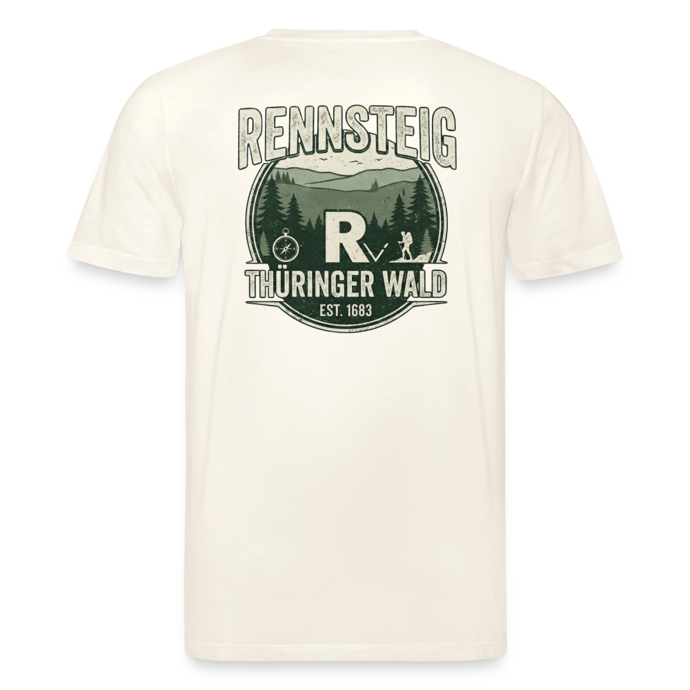 Unisex Bio-T-Shirt Naturweiß mit Rückenaufdruck „Rennsteig Thüringer Wald“