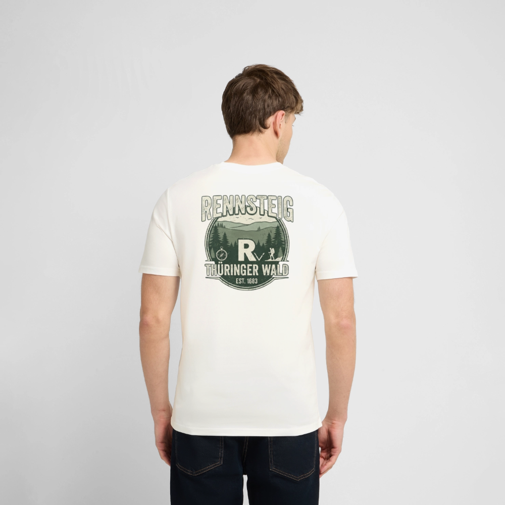 Unisex Bio-T-Shirt Naturweiß mit großem Rückenlogo „Rennsteig Thüringer Wald“