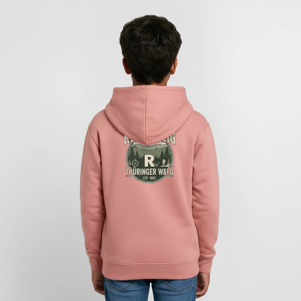 Teenager-Hoodie in Rosé mit „Rennsteig Thüringer Wald“-Print hinten