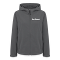 Softshelljacke anthrazit, Kapuze, Frontzip, Aufdruck „Gut Runst“