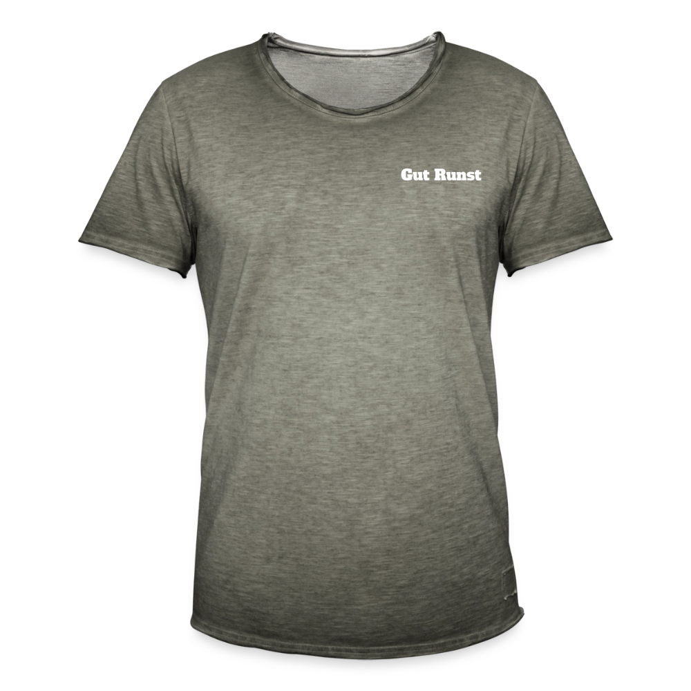 Herren-Vintage-T-Shirt in Vintage Khaki mit Rundhalsausschnitt und Brustprint „Gut Runst“