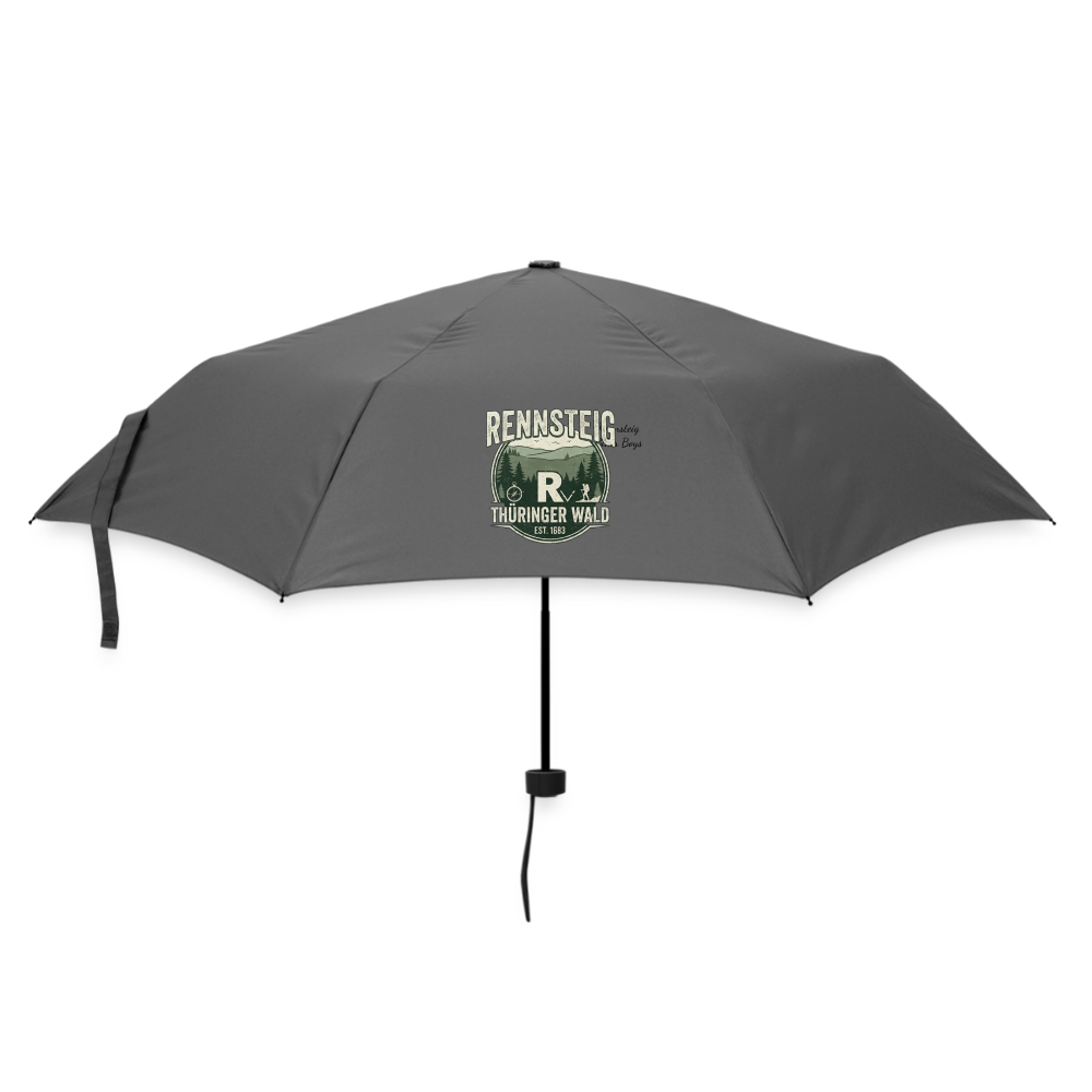 Kleiner Regenschirm grau, Ansicht von oben mit Rennsteig-Logo