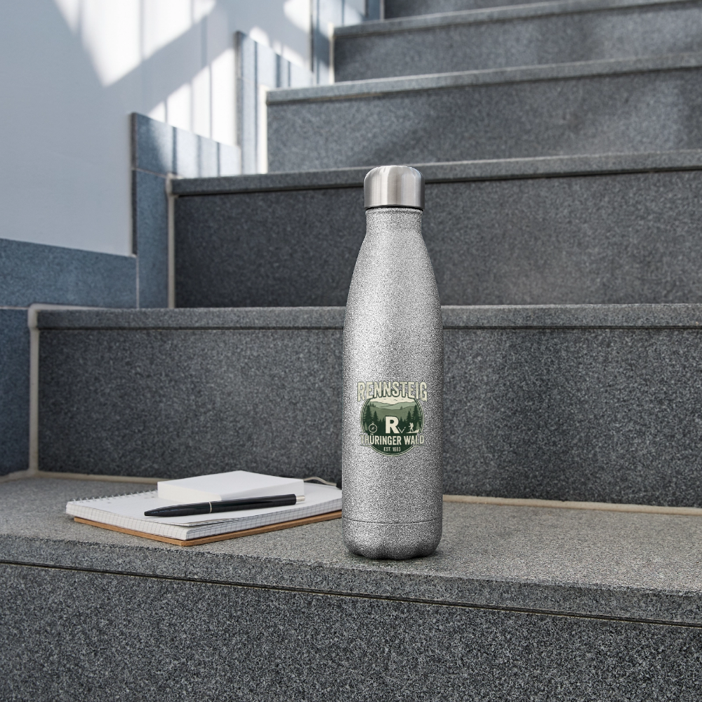 Glitzer-Isolierflasche 500 ml in silbernem Glitzer mit Metallverschluss