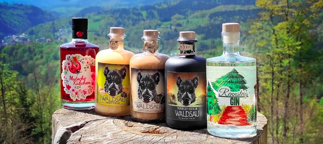 Wald-Bitter Glasflasche 500 ml mit Etikett und Korkverschluss